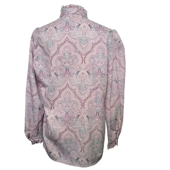 Vintage Ruggeri 70s Button Front Paisley Floral Boho Top Size 16 Lightweight - Picture 4 of 9